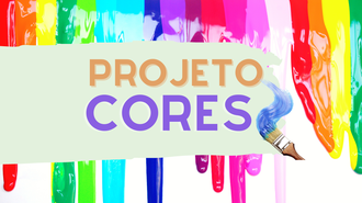 Imagem com tintas escorridas e o texto "projeto Cores", além de um pincel