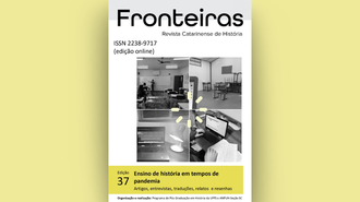 Imagem da capa da última edição da Fronteiras: Revista Catarinense de História, sobre fundo amarelo