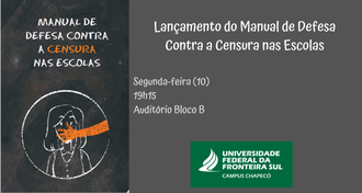 Imagem com a capa do Manual, informações escritas e, abaixo, a marca da UFFS - Campus Chapecó