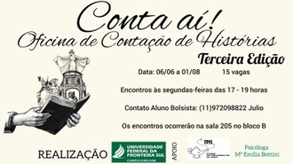 01062022 Inscrições abertas para oficina de contação de histórias