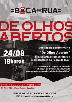 09082022 Documentário “De olhos abertos” será exibido no Campus Erechim