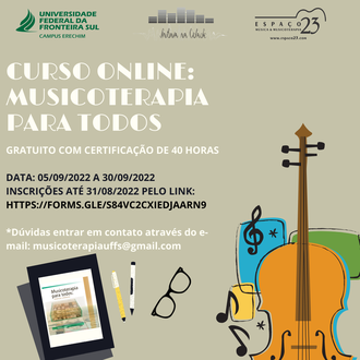 17082022 UFFS abre inscrições para curso on-line de musicoterapia