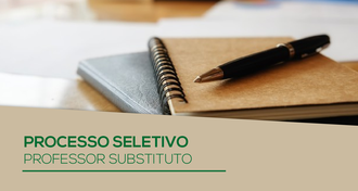 Imagem com os dizeres "Processo Seletivo", ao fundo uma agenda sobre uma mesa e sobre ela uma caneta.