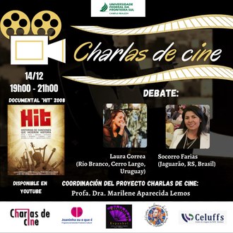 Cartaz de divulgação Charlas de cine documentário Hit