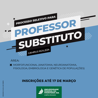 Divulgação Campus Realeza contrata professor substituto na área de Morfofuncional