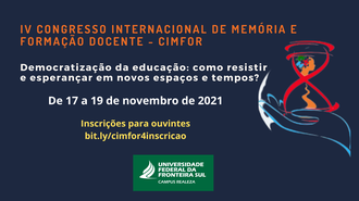 Cartaz de divulgação IV Congresso Internacional de Memória e Formação Docente do Campus Realeza