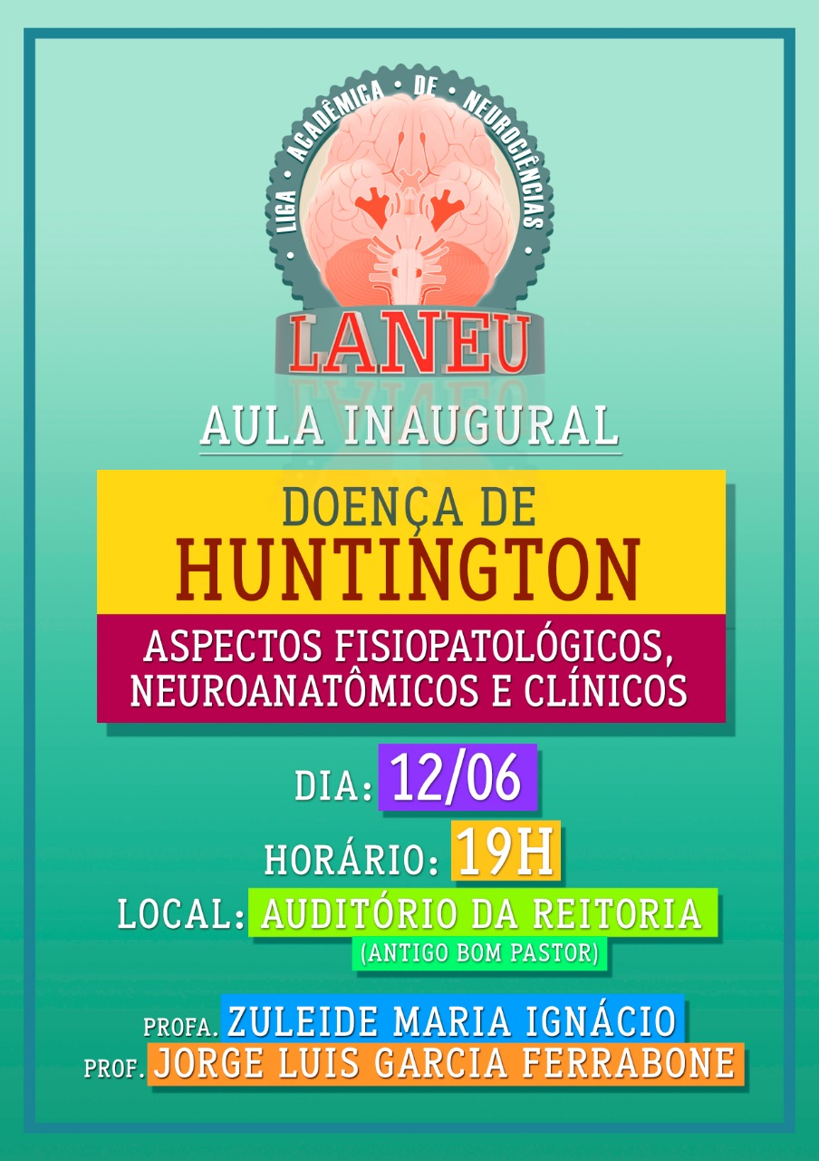 Cartaz com informações sobre Aula Inaugural da Liga Acadêmica de Neurociências