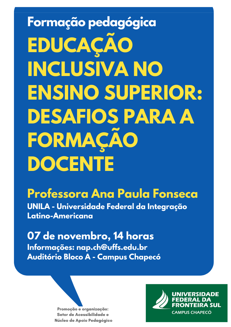 Cartaz com informações formação pedagógica Campus Chapecó