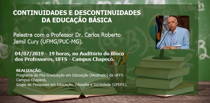 Cartaz com informações de palestra do professor Carlos Cury