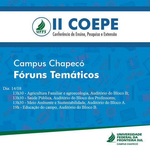 Fóruns temáticos da II COEPE – Campus Chapecó