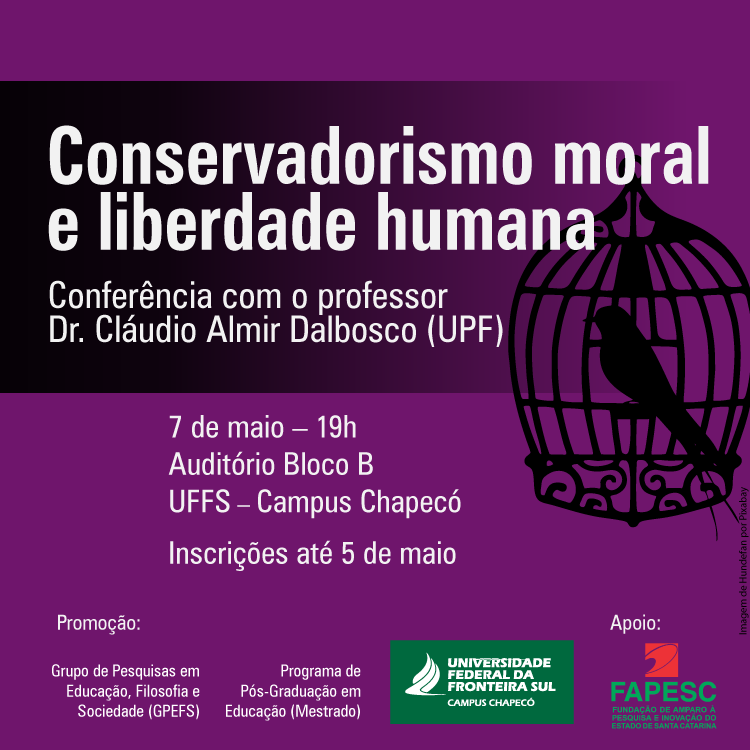 Cartaz com informações sobre a conferência liberalismo moral e liberdade humana